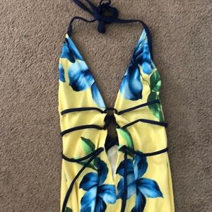 Yellow floral Maxi Dress Swimsuit Material